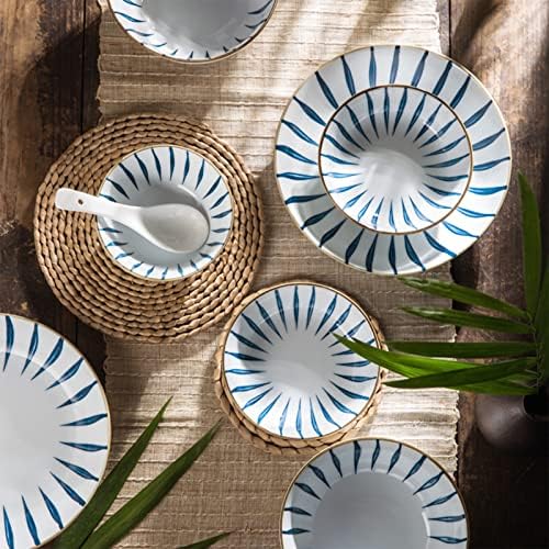 20 komada Porcelanski set za večeru za 6 plava i bijela kuhinja okrugla ploča i zdjelice postavlja modernu