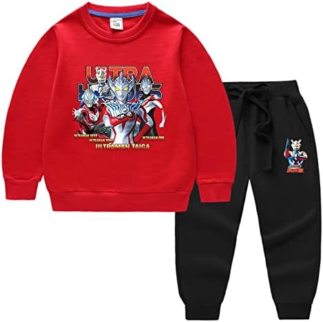 Narkoox Pister Boys Grafički pamučni duks-ultraman dukserica sa hlačama, 2 komada TrackSit pulover vrhovima