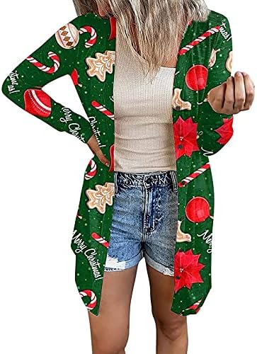 Tunika božićna bluza stablo ženske kozne party cardigane s dugim rukavima Poliester festival džepio je klasik