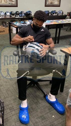 Jeremy Chinn potpisao Carolina Panthers Speed autentične NFL kacige sa autogramom NFL kacige