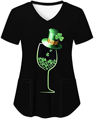 Ženska košulja za Dan Svetog Patrika Irski zeleni Crewneck kratki rukav Tee Tops Lady Workwear T Shirts