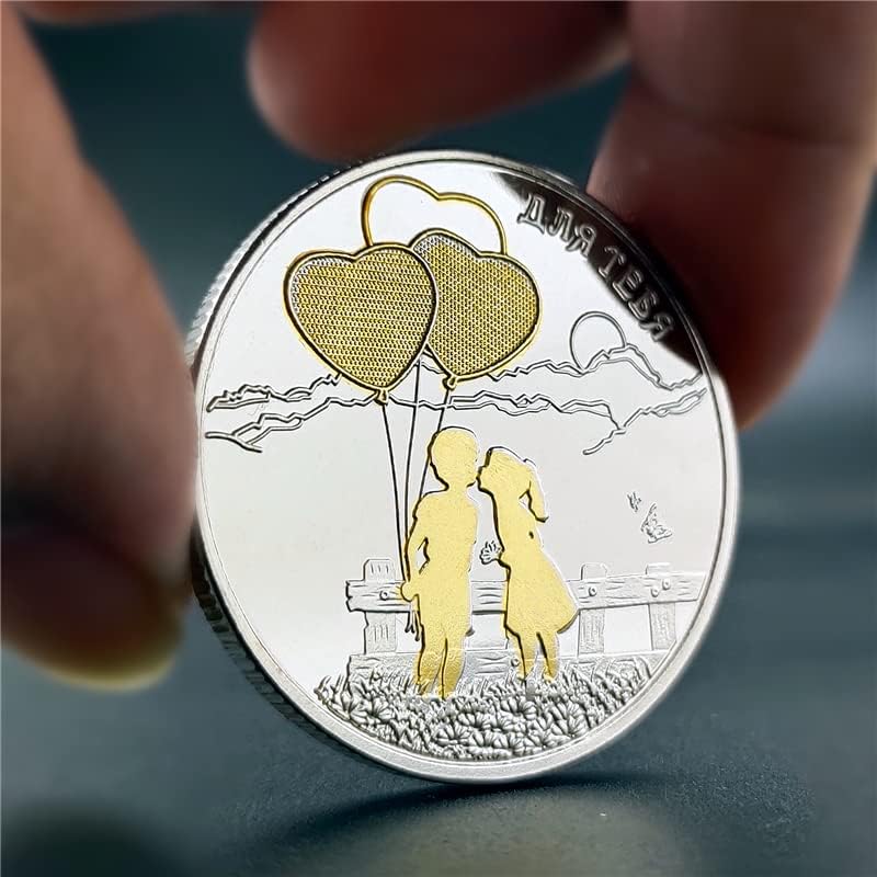 Zlato i srebrne dvobojne novčiće u stranoj valuti dvobojni prigodni kovanice Par Pokloni Ljubav kovanica