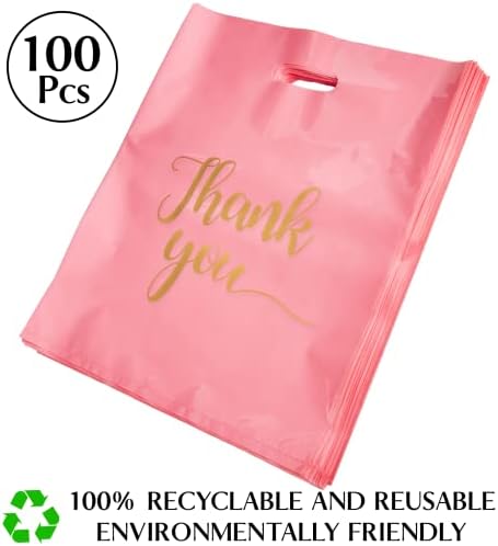 Jutieuo 100 pack Hvala vam za male poslove, ekstra debele plastične torbe za robu Bulk maloprodaja Hvala