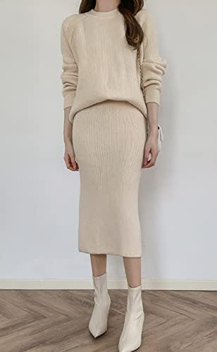 Chouyatou ženski dvostruki džemper setovi džemper vrh gornje bodycon suknje 2 komada odjeća