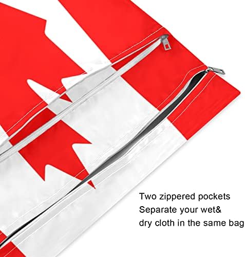 ZZXXB Canada Flag Vodootporna vlažna torba za vele pelenu mokra suha torba sa džepom sa patentnim zatvaračem
