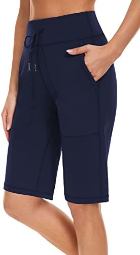 MOVVOCHE ženske 12 Bermuda kratke hlače Atletski dužina koljena trčanje vježbanje Držeći džepovi duge kratke