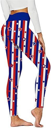 Trkenje za žene vježbanje patriotske američke zastave Visoko struka joga hlače Stretch yoga hlače sa džepovima