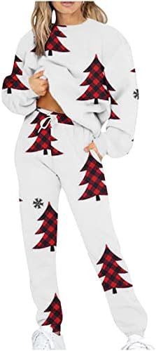Duks za žene Božićni snjegović grafički trenerke setovi kofer za CrewNeck duksere i dukseve 2 komada jogging
