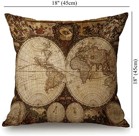 Karta svjetskih bacanja jastuk na jastuku Stari svjetski mapa nacrtana 1720s nostalgični stil umjetnost