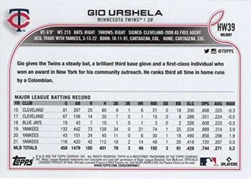 Gio Urshela 2022 TOPPS za odmor hw39 nm + -MT + MLB bejzbol blizanci