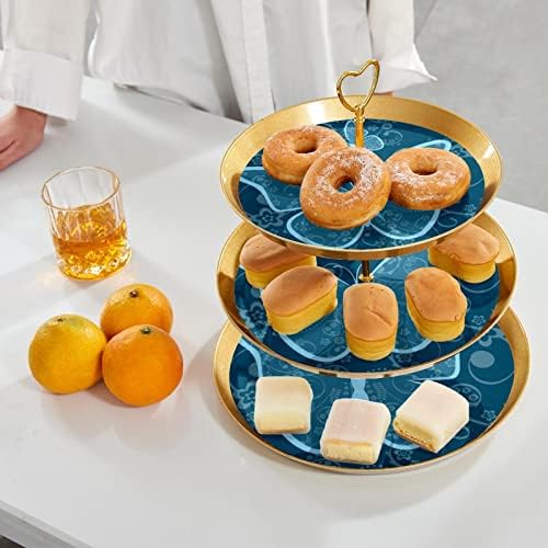 Lyetny 3-tier desert torta za kolač Zlatni cupcake Kolačice za stay za čajnu zabavu, vjenčanje i rođendan, leptir cvijet