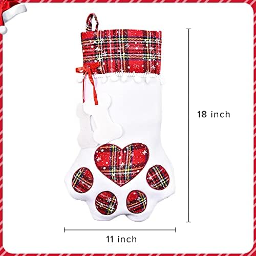 Feeko Dog Božićne čarape - 1 kom pseći poklon - čarapa za kućne ljubimce sa velikom šapom za božićne ukrase,