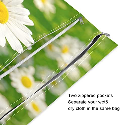 Zzxxb Daisy cvjetni polje Vodootporna vlažna torba za višekratnu krpu za ponovnu upotrebu pelene s džepom